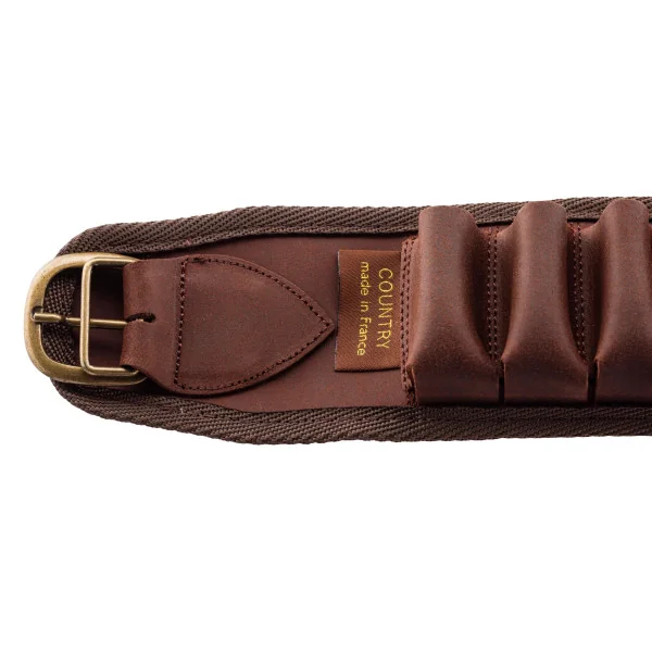 Patronengürtel aus braunem, gewachstem Leder – Country Sellerie 20 Röhren, Bild 2 von 4
