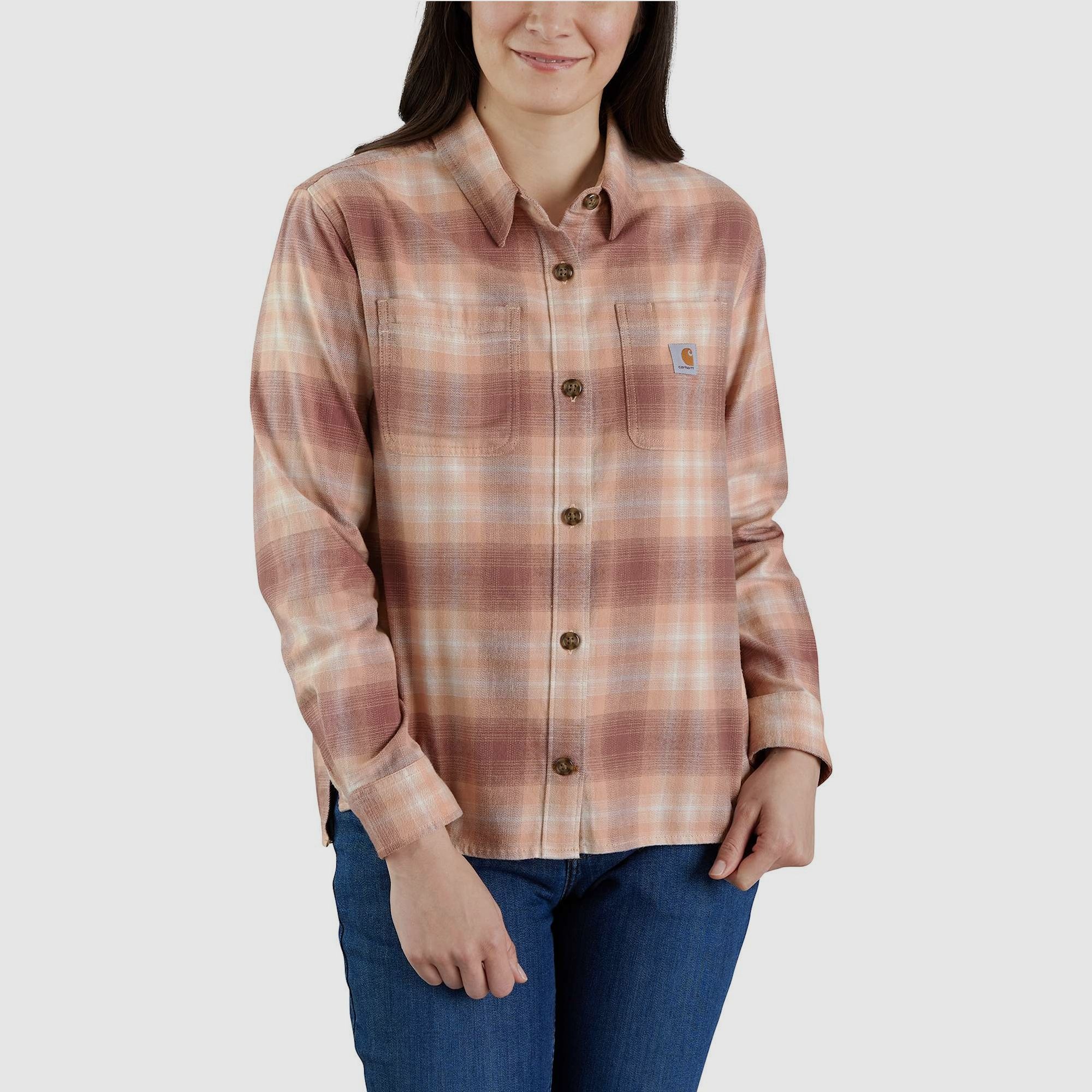 Carhartt Plaid Flannel Shirt Ladies Stucco XL