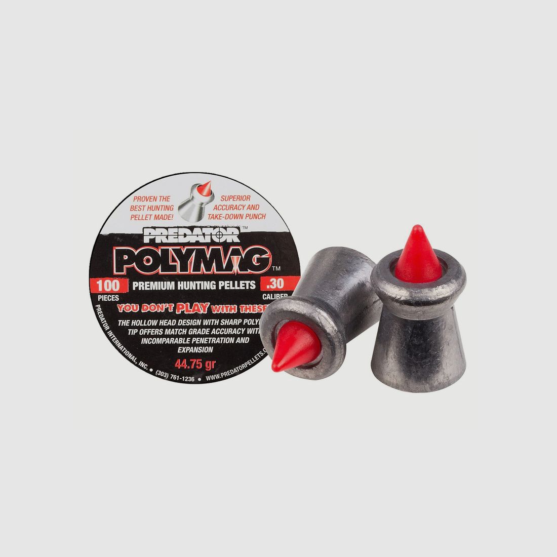 JSB Predator Polymag 7,62 mm .30 Jagd Diabolo Diabolos Pellets 100 Stück 2,90 g 44.75 gr