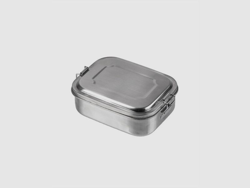 Brotbüchse / Köderdose 16x13x6,2cm Edelstahl mit Clips - Lunchbox / Utensilienkiste f. Ersatzteile