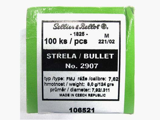 S&B Kogels Kal. 7,62 gr 124 FMJ