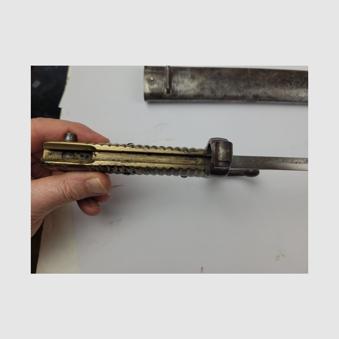 Zeldzame bajonetdegen Chassepot mod. 1866 – Stehelin & Cie – met nummer – uitstekende staat Een van de zeldzaamste, afbeelding 7 van 14