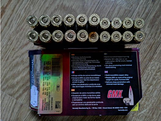 11 Patronen 8x57IS 180grs/11,66g GMX Hornady Superformance bleifrei