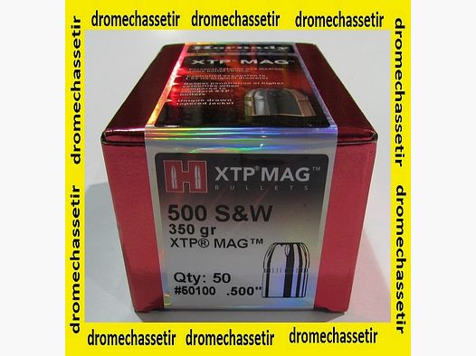 Box mit 50 Geschossen Hornady XTP Mag, Kal. 500 Smith & Wesson, Gewicht 350 gr