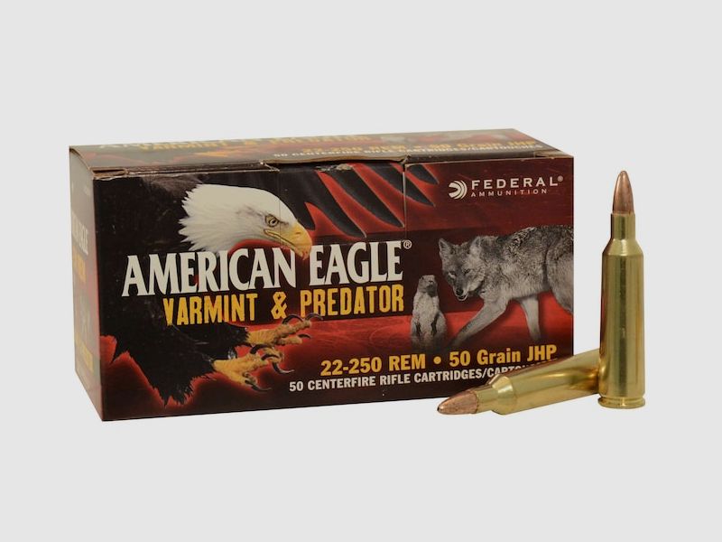 Federal American Eagle Varmint & Predator .22-250 Rem. 50GR JHP 50 Patronen