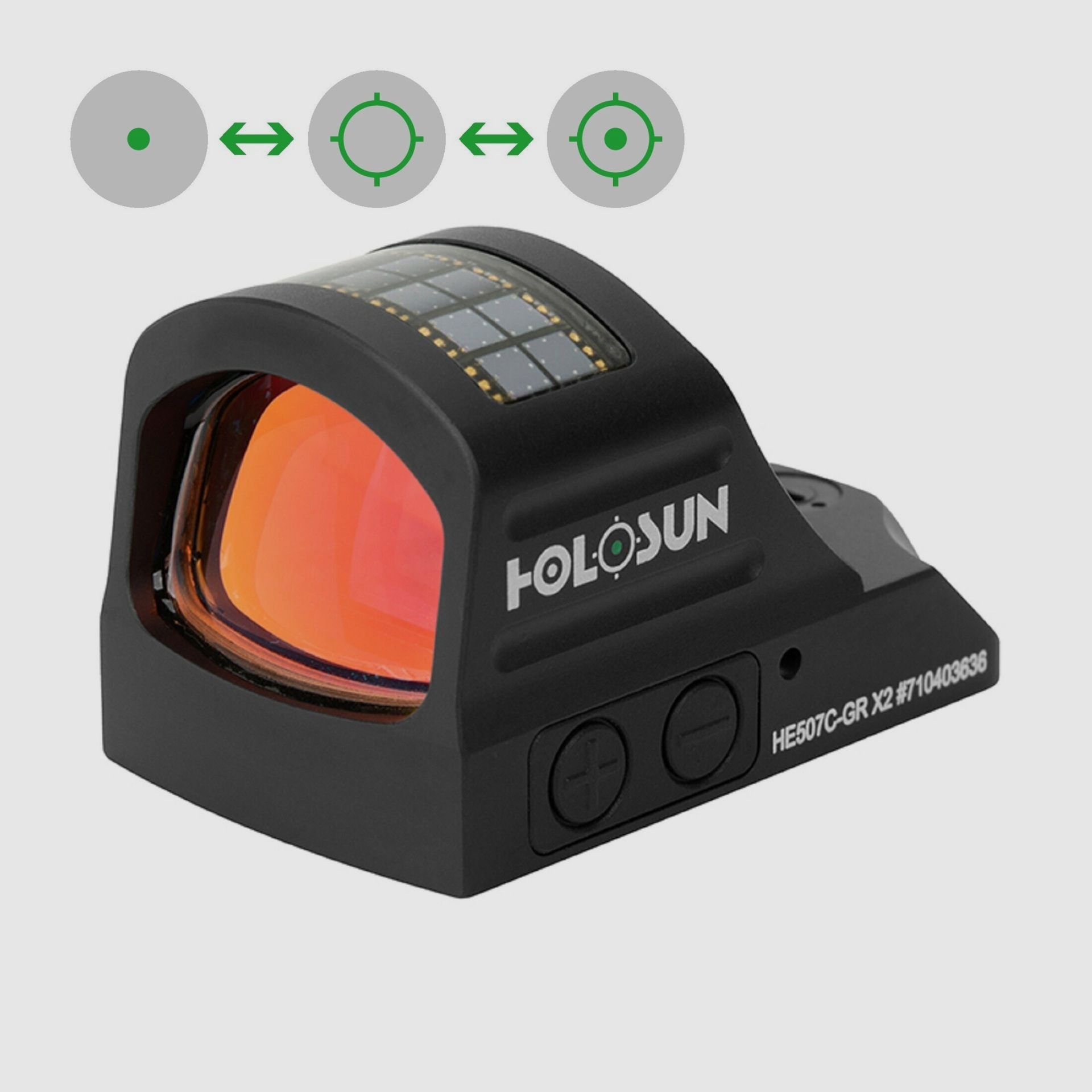 Holosun Viseur Reflex HE507C-GR-X2 avec Réticule Vert : Point 2MOA 32MOA Circledot & 32MOA Cercle, image 1 sur 9