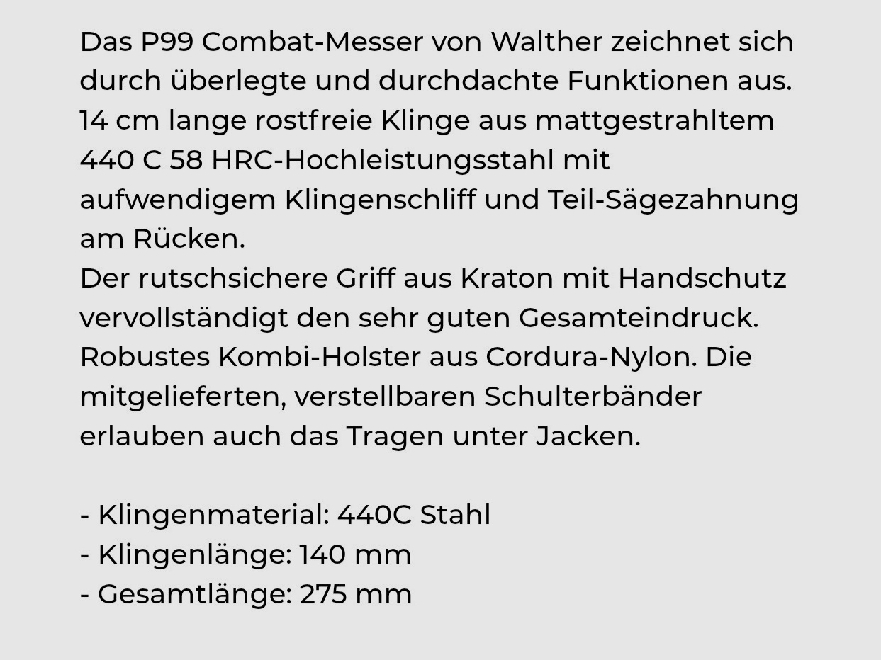 P99 Walther Messer
