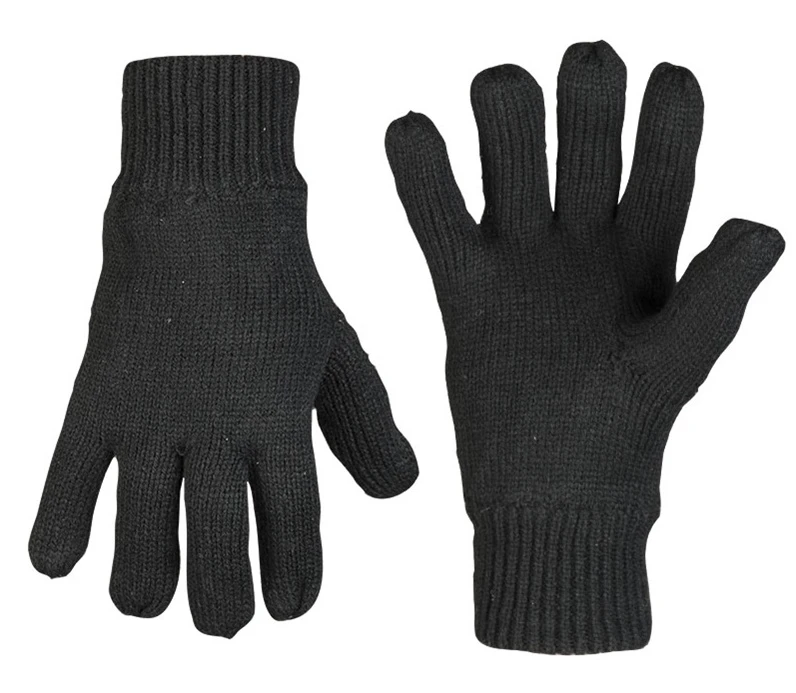 Black winter gloves, insulated Thinsulate gloves