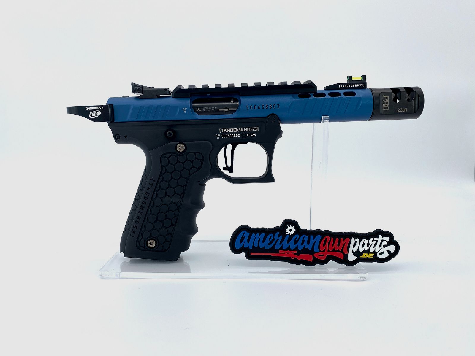 Tandemkross TANDEMIZED Ruger Mark IV 22/45 Race Gun - blauer 43691 Upper, schwarzer Lower, schwarze Bedienelemente