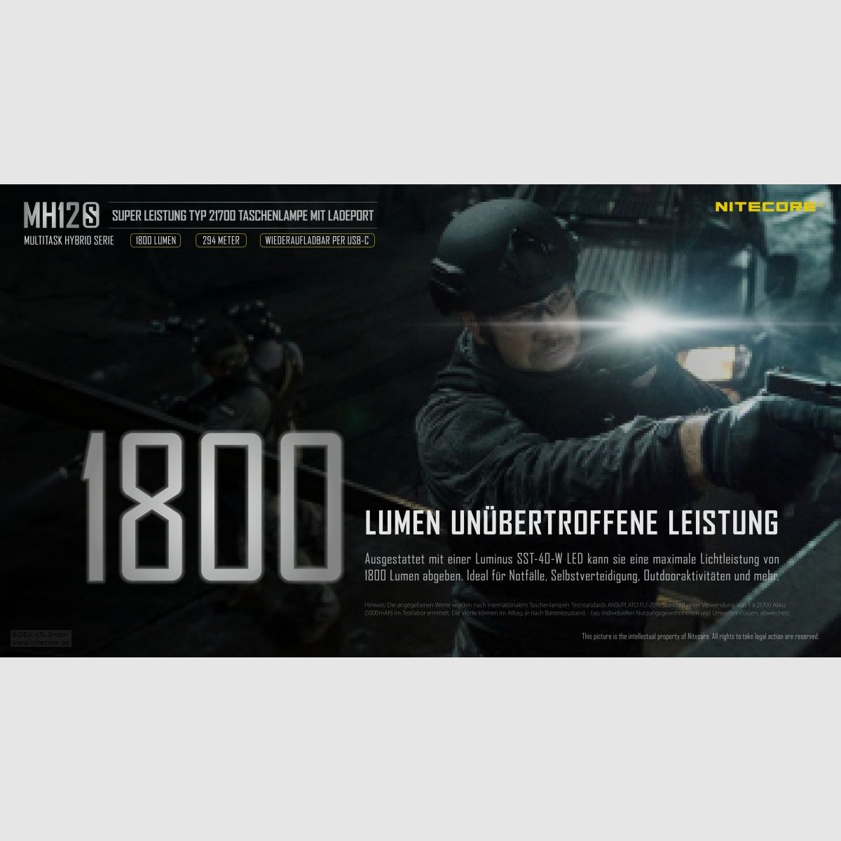 Nitecore MH12S Taschenlampe 1800 Lumen