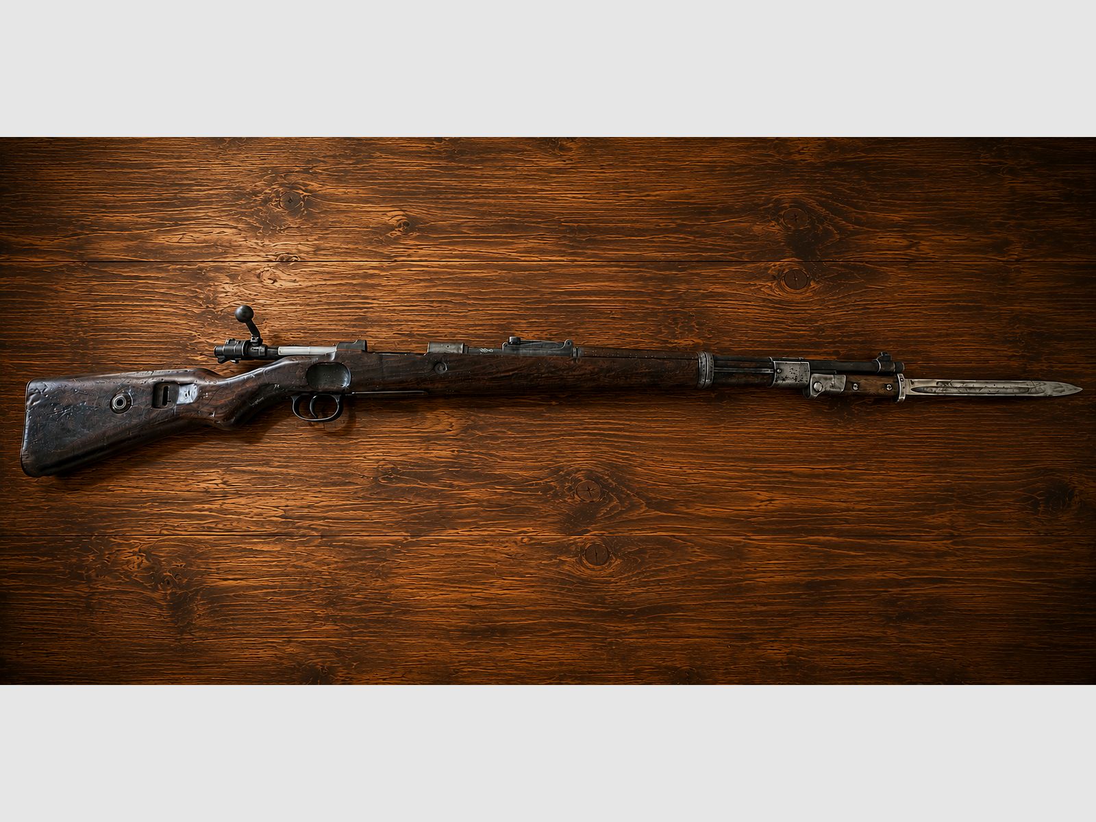 Karabiner K 98 k désactivé original avec baïonnette et munitions factices