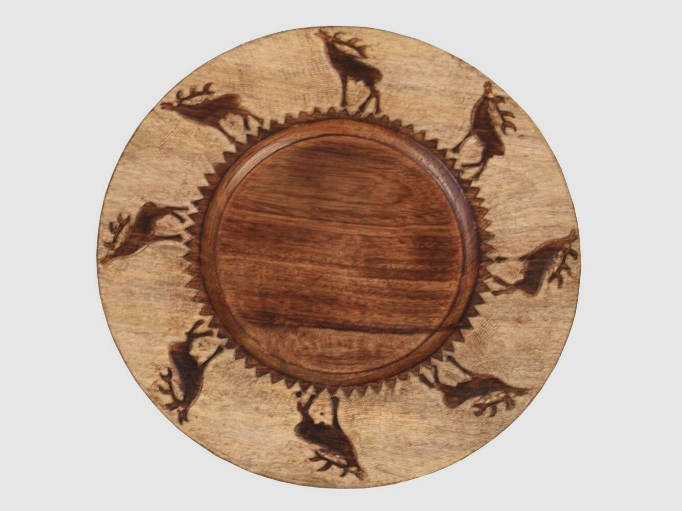 Lovergreen Kunst des Tisches Motiv (Wand-)Teller rhrender Hirsch Holz