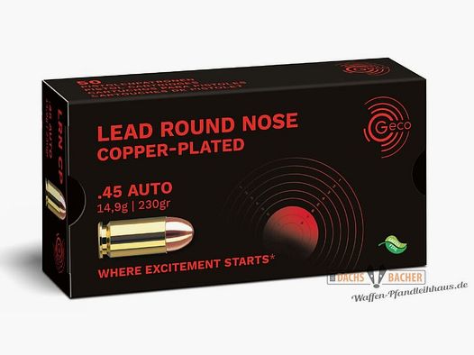 GECO .45 Auto CLRN Plomb Bouche Ronde 14,9g/230gr 50 Cartouches