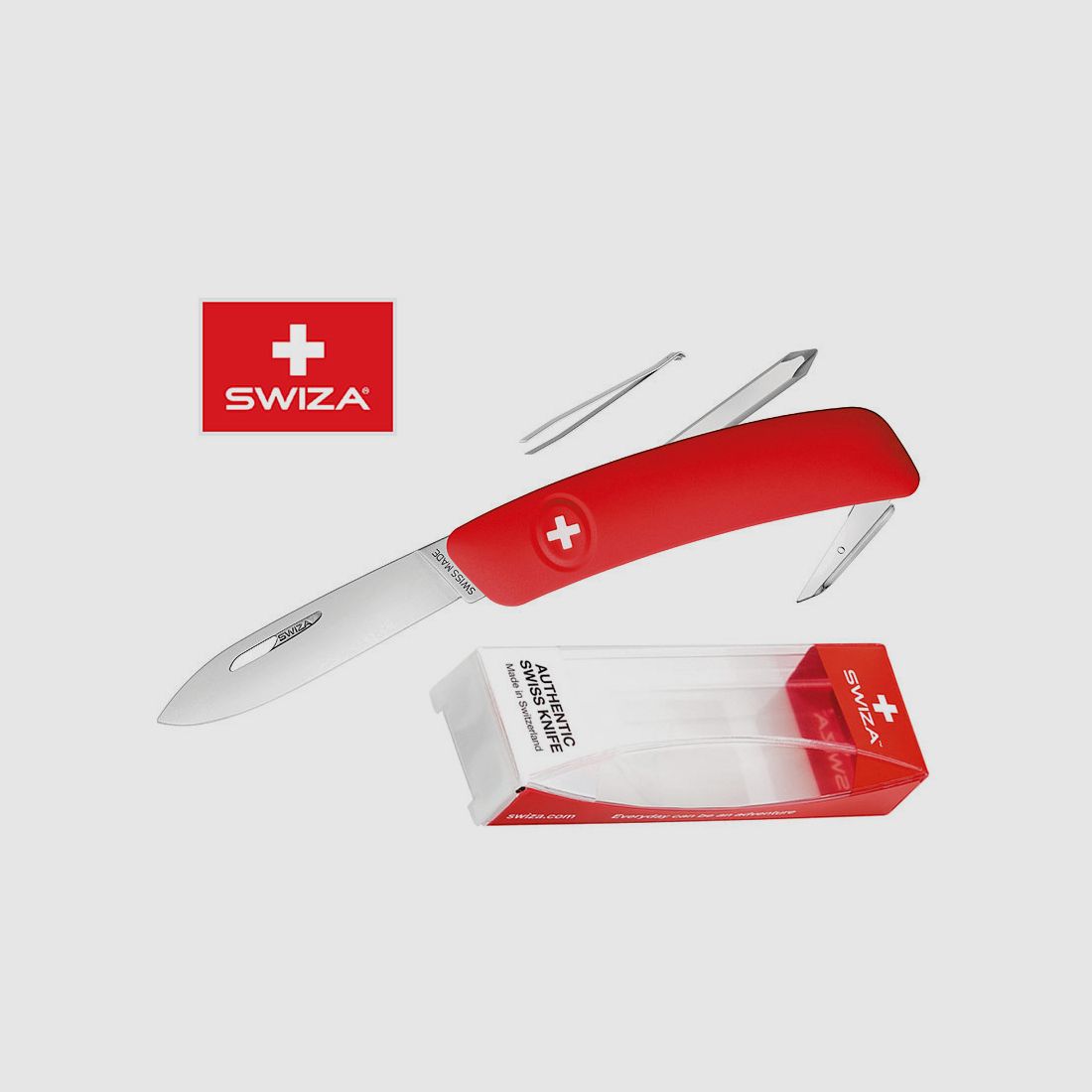 SWIZA Schweizer Messer D02, rot, Edelstahl 440, 6 Funktionen, Schraubendreher, Multi-Tool