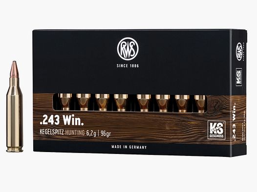 RWS 2116812 .243 Win. Pointe ogivale 6,2g 96grs. 20 pièces.