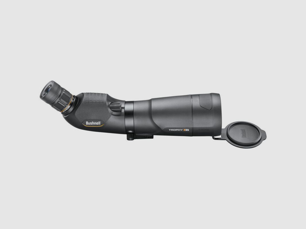 Bushnell Spotting Scope Trophy Xtreme 20-60x65mm with angled view, black, Porro prisms, with case and tripod