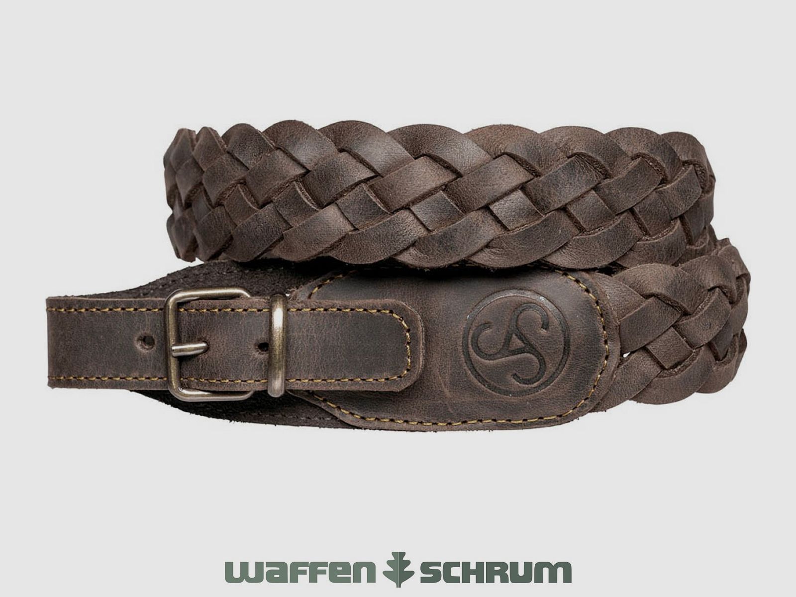 Sauer Gewehrriemen Leder geflochten Braun