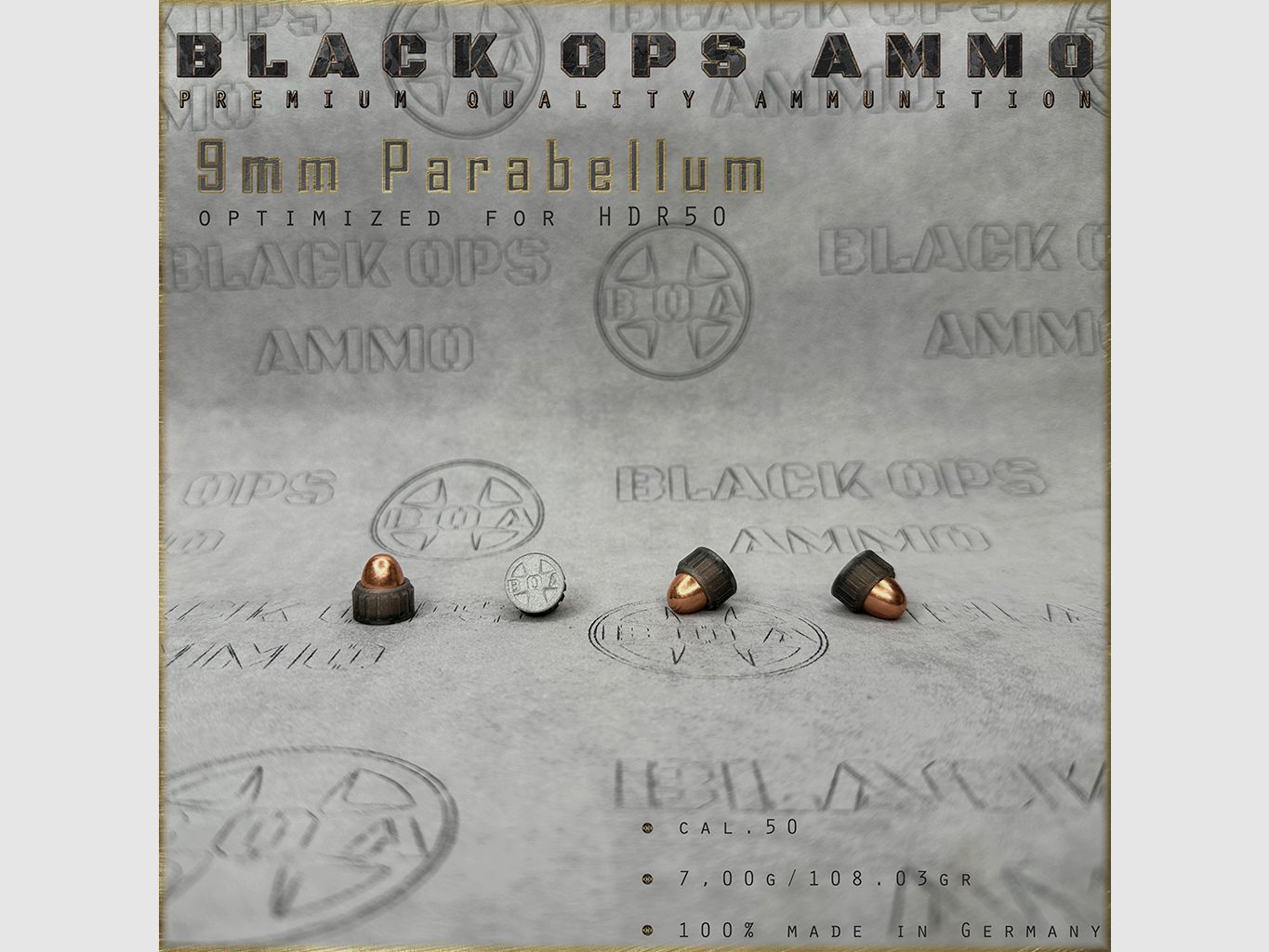 18x + 2 9mm Parabellum BLACK OPS AMMO HDR 50 TR cal.50 Munition T4E Umarex HDR50 TR50