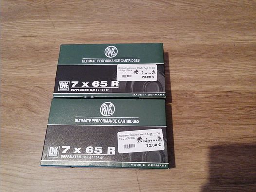 RWS 7X65R Doppelkern 10,0g/154gr 2 Packungen 