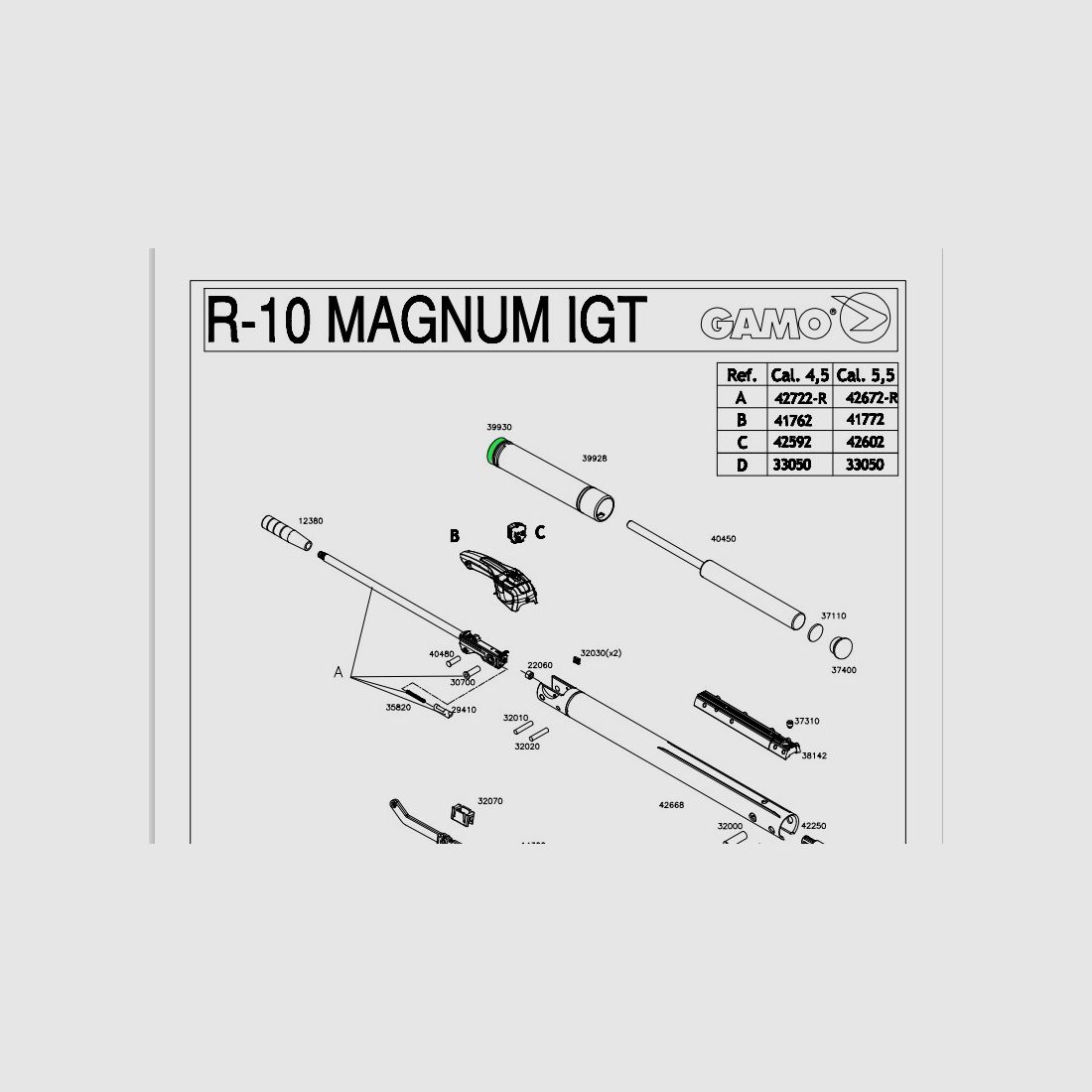 Kolbendichtung fĂĽr Luftgewehr Gamo Replay 10 Magnum IGT und IGT 1 Modelle, Ersatzteil