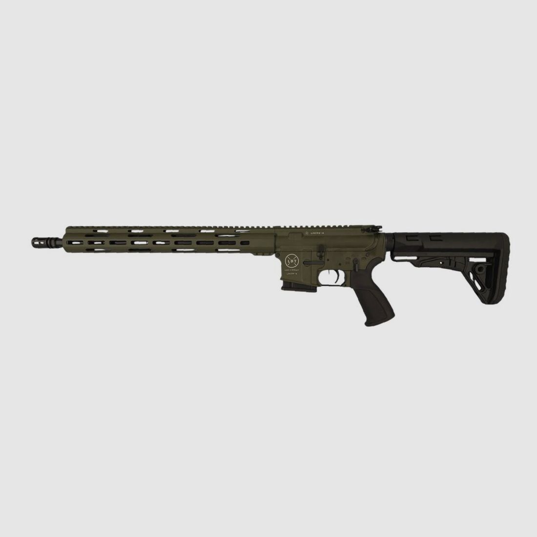 OD GREEN: Lux Def Tec LDT L5L met lange handguard AR15 16,75" semi-automatisch geweer kaliber 223Rem inclusief Magpul extra magazijn