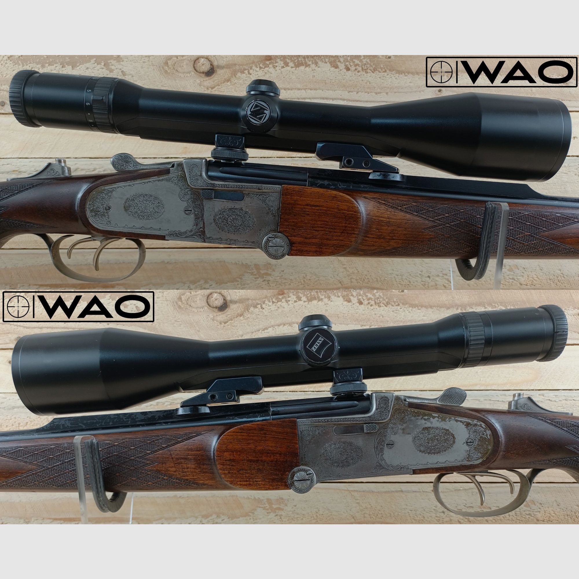 Double express rifle Otto Baier Linden, cal. 9.3x74R, .243Win *Rareté - avec Zeiss Diavari*, image 2 sur 8