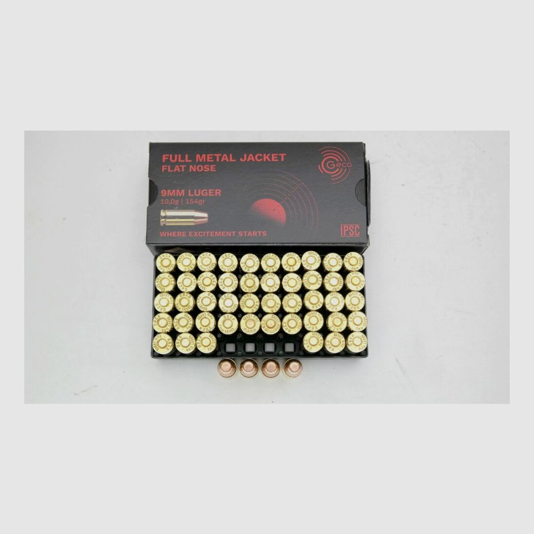 1000 rounds Geco 154gr. full metal flat nose - 9mm Para 9mm Luger