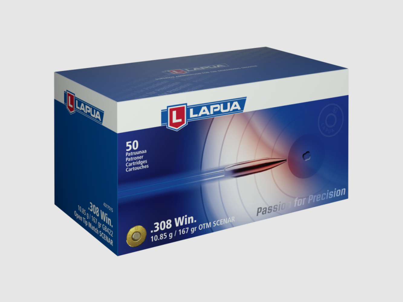 308 Lapua kogelpatroon Scenar 167gr VE50