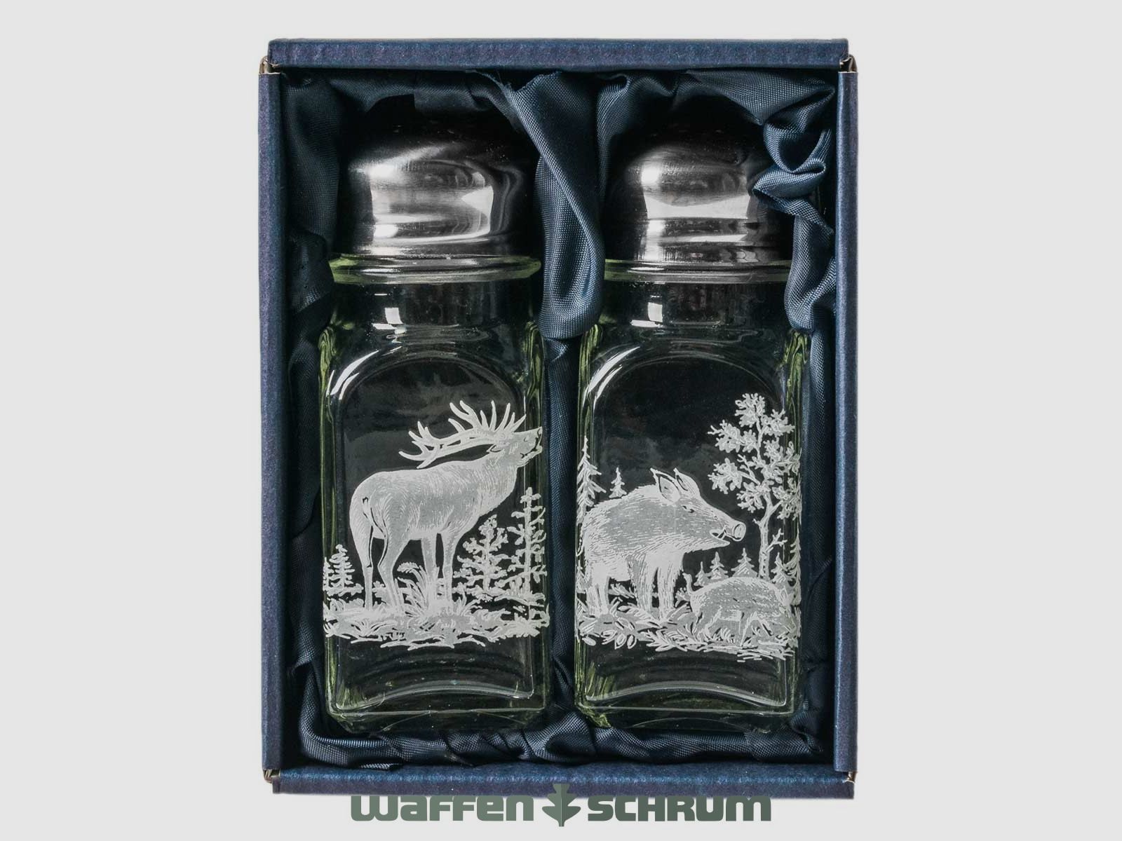 Salière et poivrière Fritzmann décor de chasse