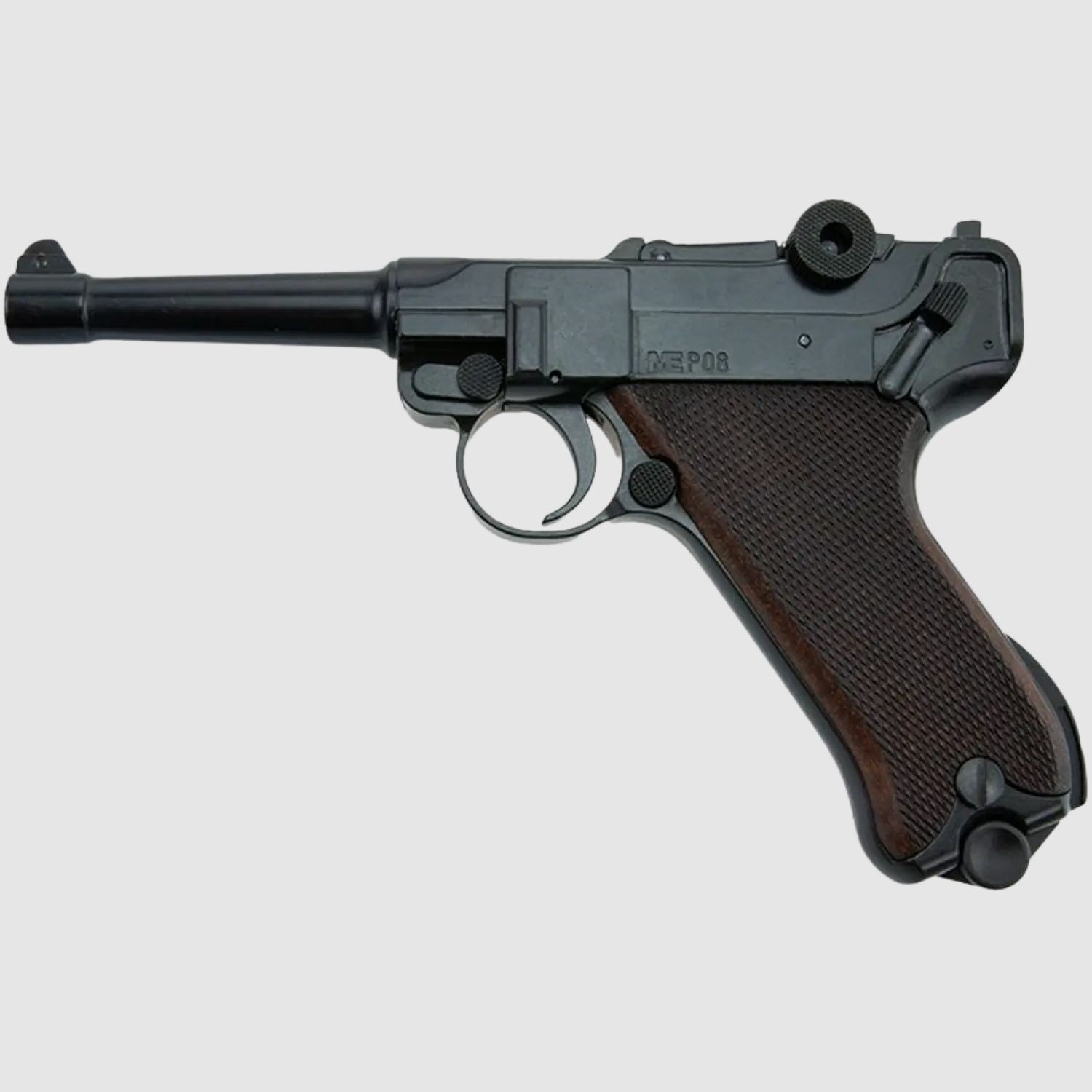 ME P08 schreckschusswapen 9mm geblauwde met houten grip