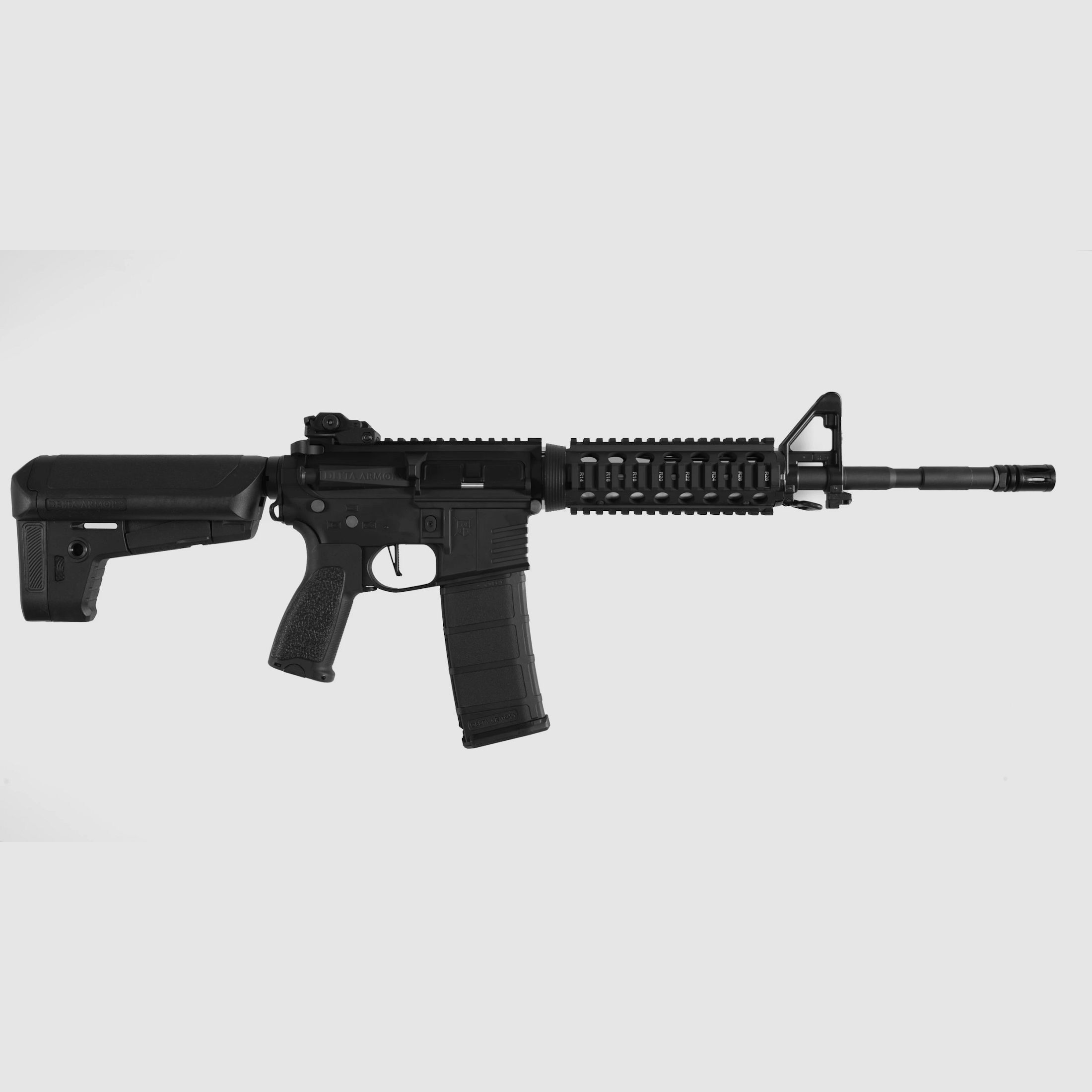 AR15 RIS ALPHA Vollmetall ETU Vollmetall Delta Armory Schwarz S-AEG Airsoft Gewehr Frei ab 18 Jahren