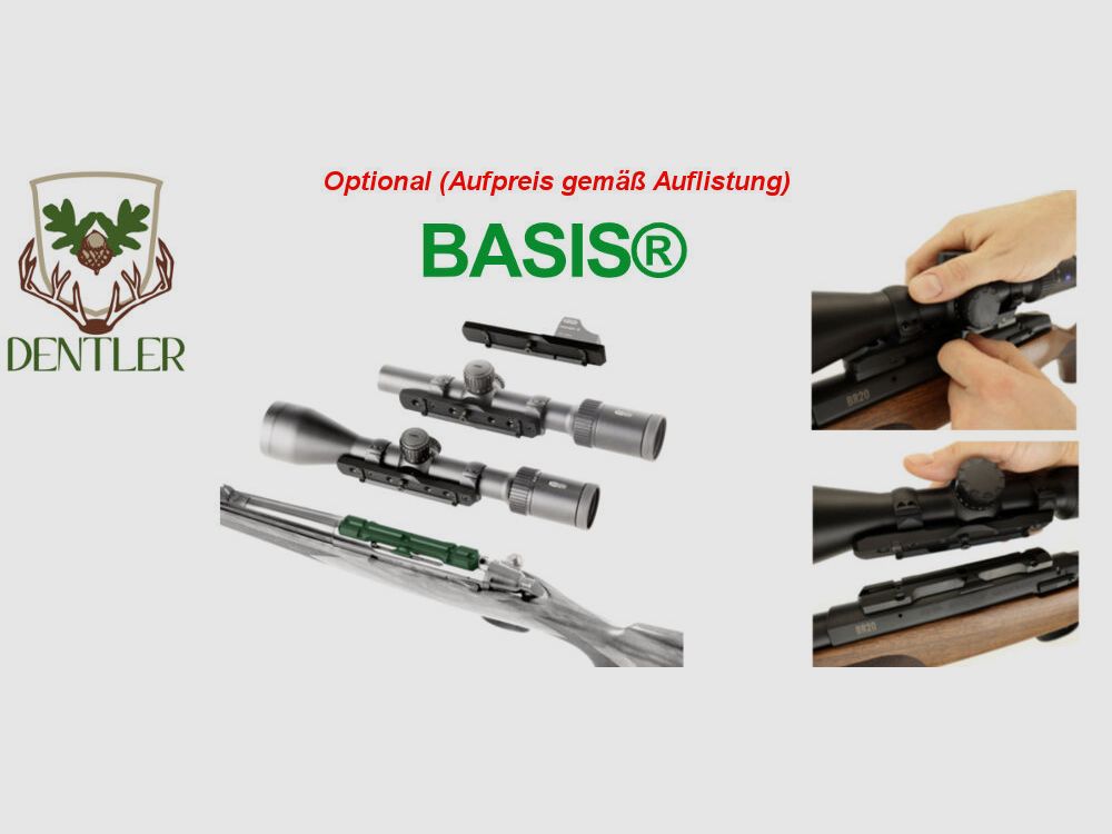 Brenner Komplettpaket:	 Repetierbüchse BR20 L.E. (verstellbarer Schaftrücken, LL 47cm) mit Kahles Helia 2.4-12x56i Komplettset