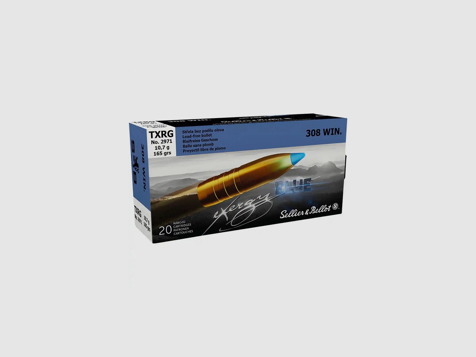 S&B Sellier & Bellot .308 Win. TXRG bleu 10,7g 165gr sans plomb