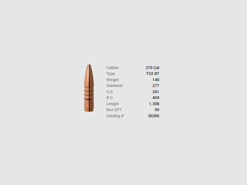 Barnes Geschoss .270/.277 140GR TSX BT 50 Stück, Bild 1 von 2