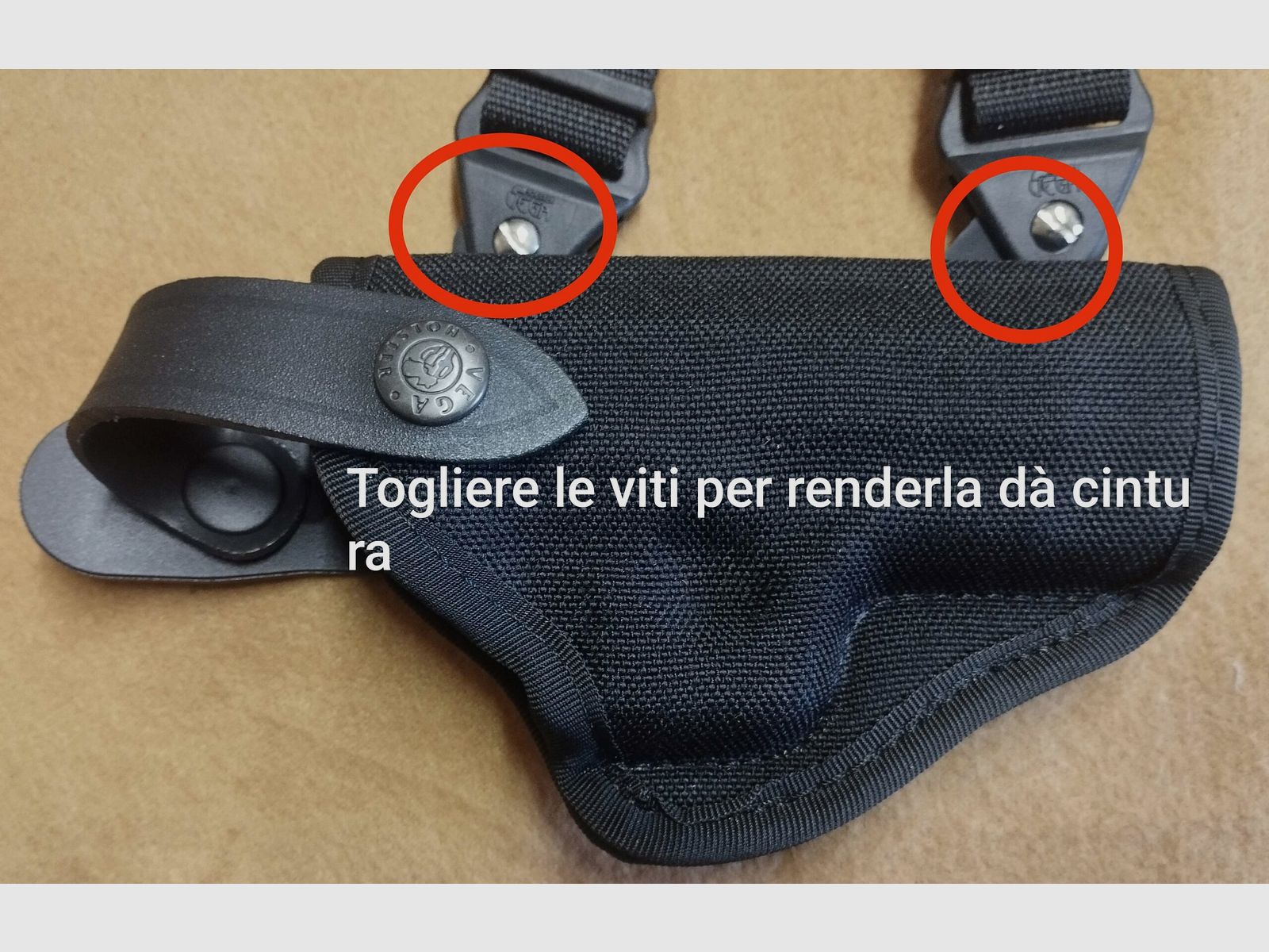 Schouder- en Zijholster voor Beretta 81/84 Vega Zwart Cordura, afbeelding 8 van 8