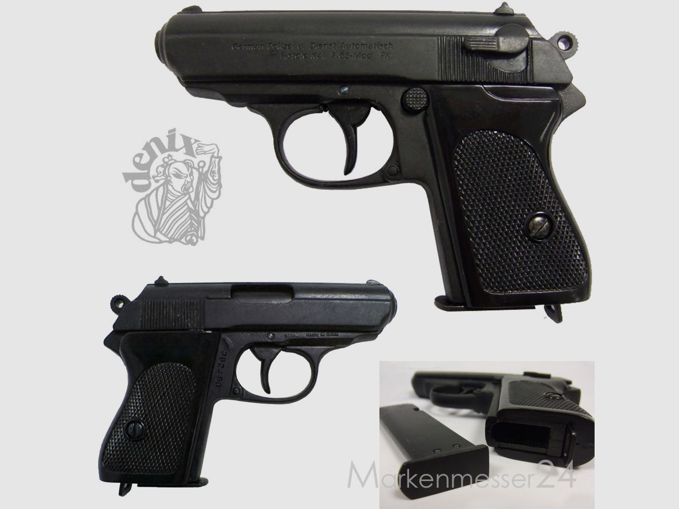 Pistola de policía alemana, Segunda Guerra Mundial, réplica decorativa de metal