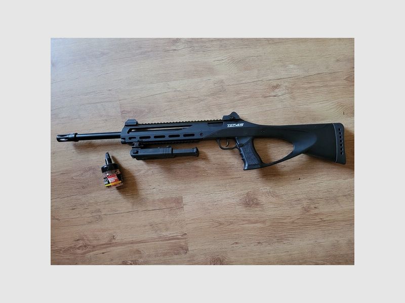ASG CO2 Luftgewehr TAC 4.5 mit Zweibein Kal. 4,5mm BB schwarz, Kugeln u. Ersatzmagazin