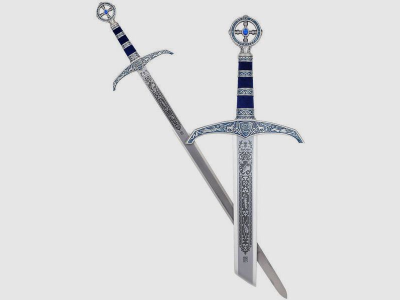 Miecz Robin Hood srebrny niebieski