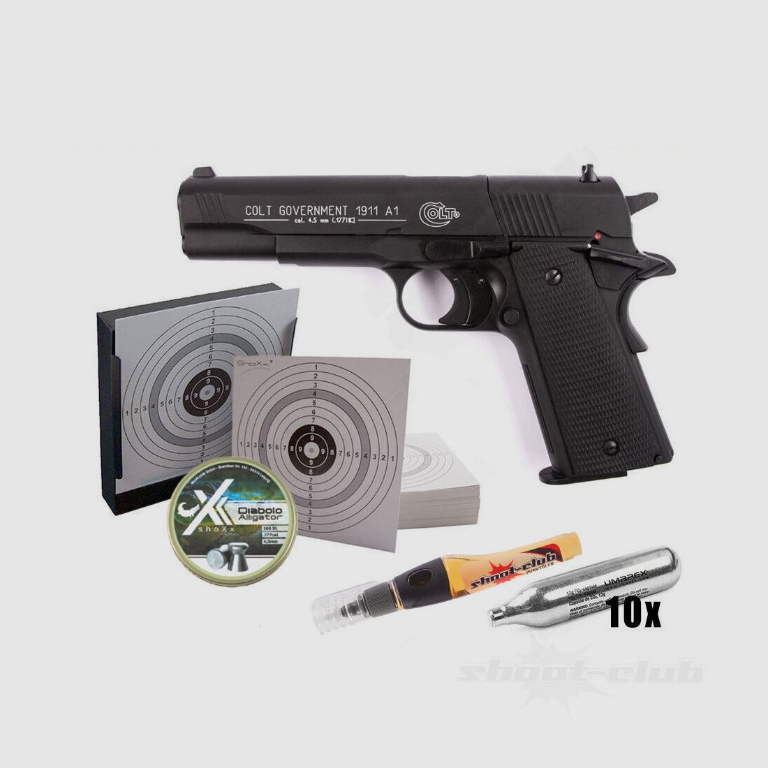 Colt	 Government 1911 A1 CO2 Pistole 4,5 mm - Set