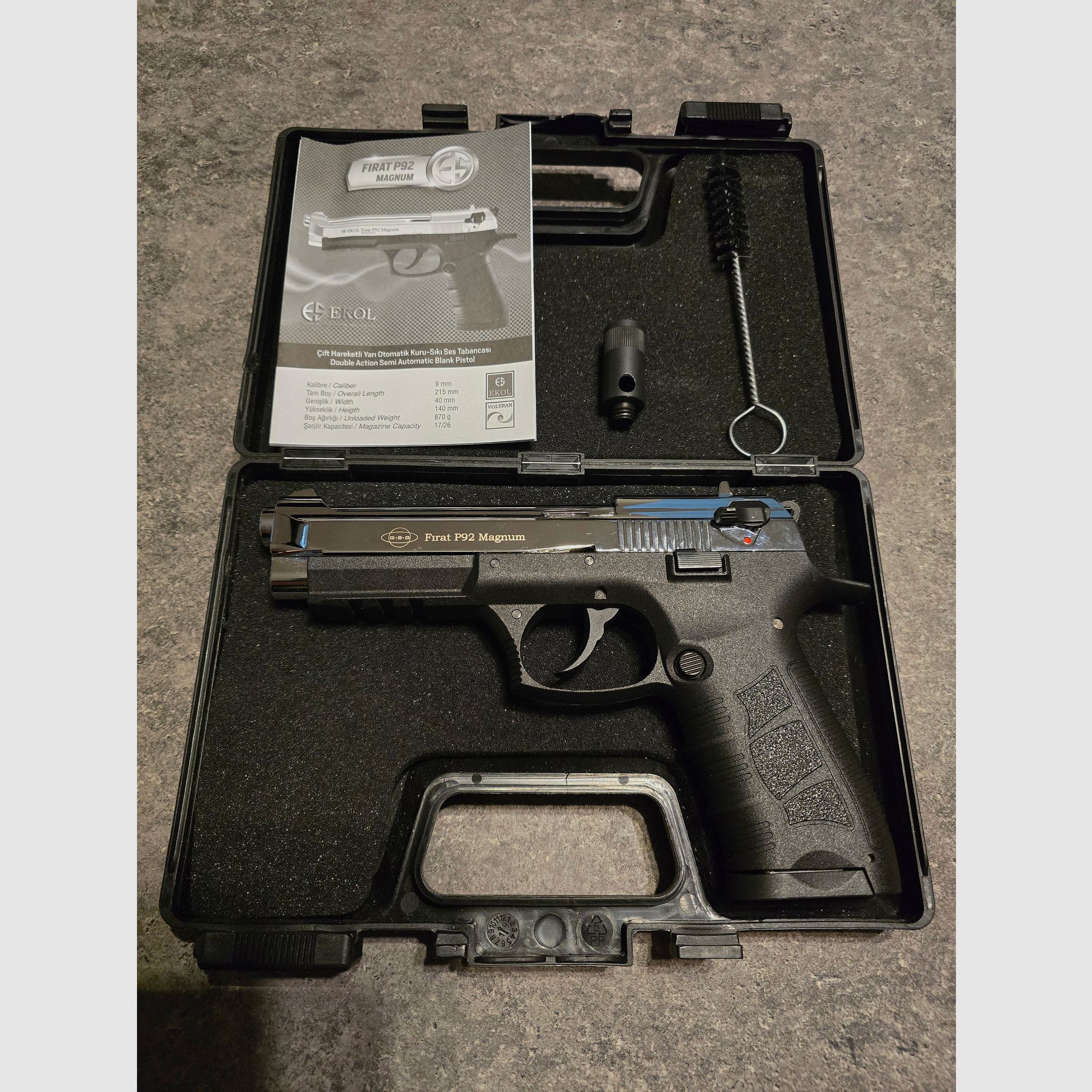 Ekol P92 Magnum Schreckschuss 9mm PAK Nickel 