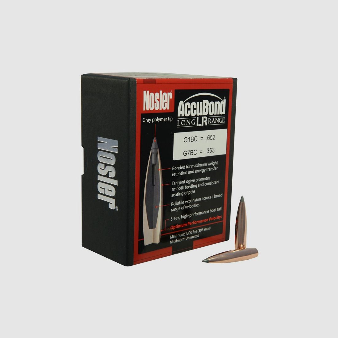 Nosler Geschoss 7mm/.284 Accubond Long Range 168GR Bonded Spitzer Boat Tail 100 Stück