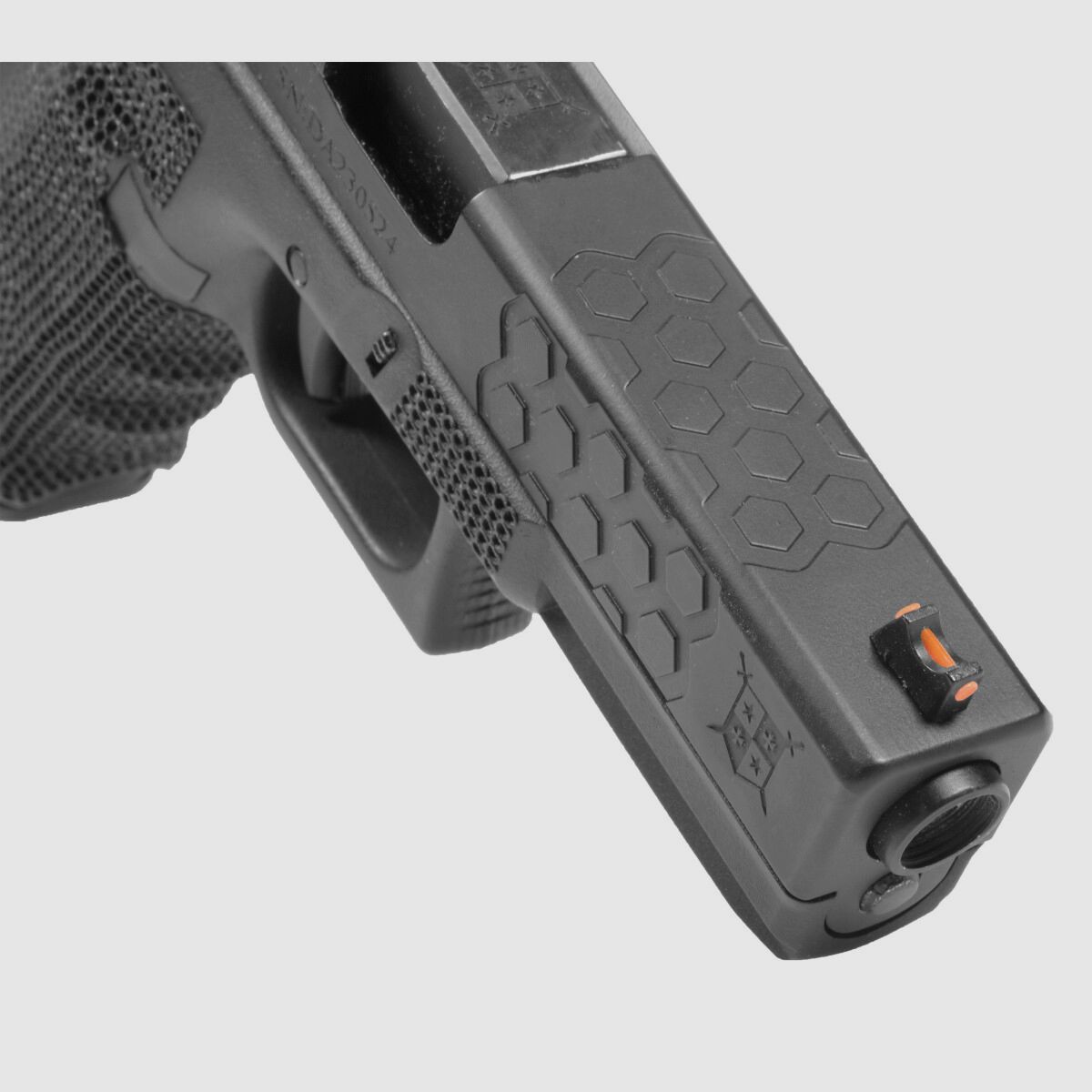 P03 GBB Airsoft Pistol with Grip Stippling in Black | Delta Armory