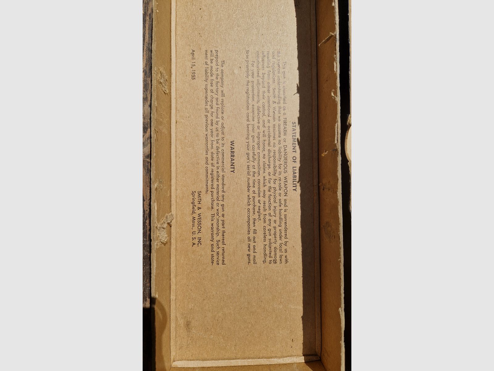 1955 VTG SMITH & WESSON MOD 14 MOD 17 ALTER KARTON SCHACHTEL MIT EXPLOSIONSZEICHNUNG UND ZUBEHÖR
