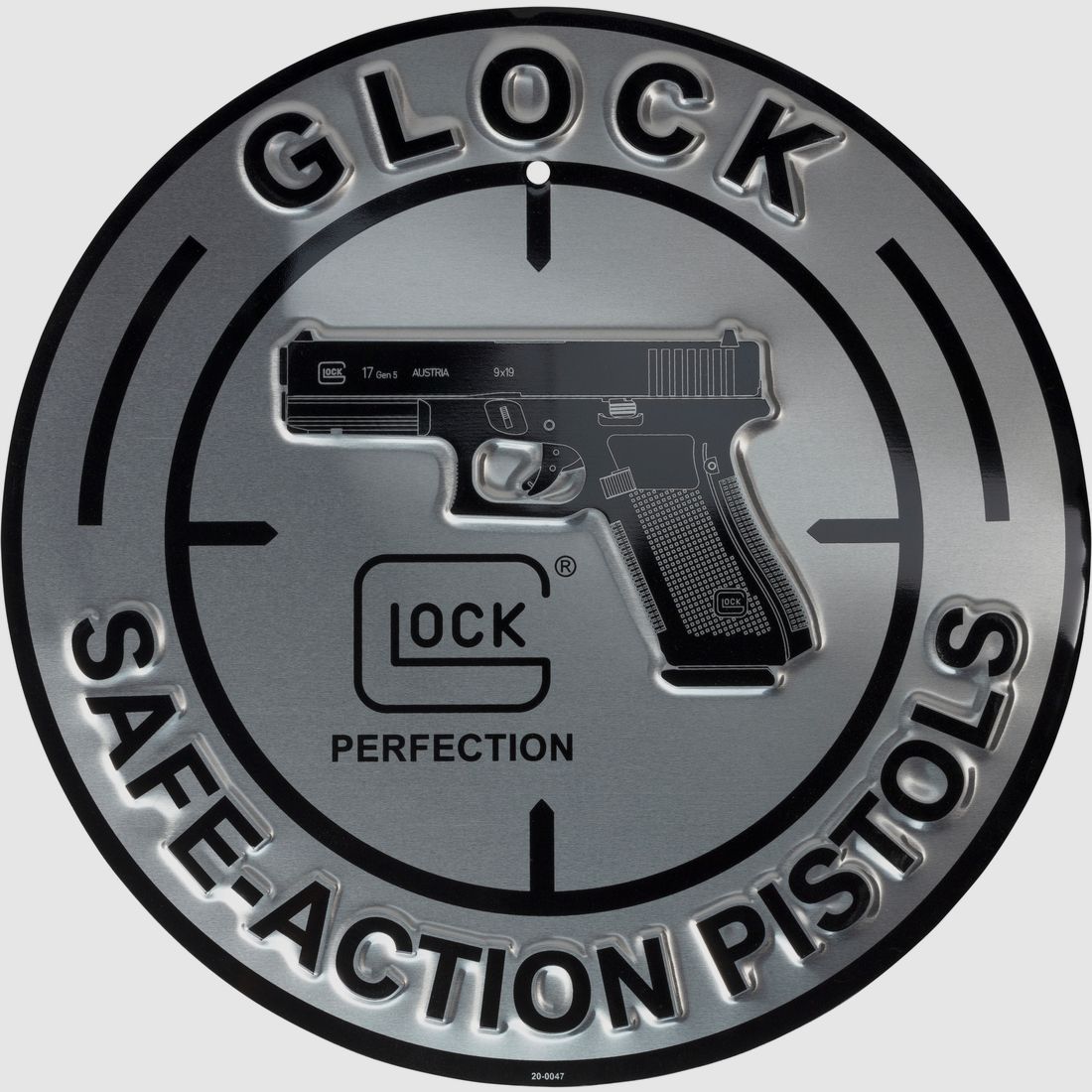 Glock Scudo in alluminio "SAFE ACTION PISTOLS" – Ø 30 cm