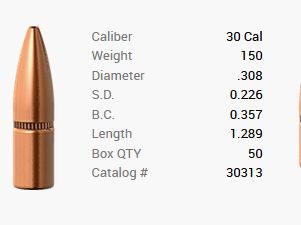 Barnes Geschoss .30/.308 150GR M/LE Rrlp FB 50 Stück