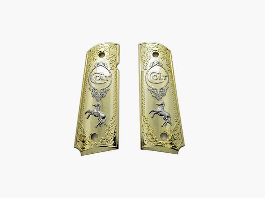 Griffschale 1911 Custom Logo Colt Gold und Nickel