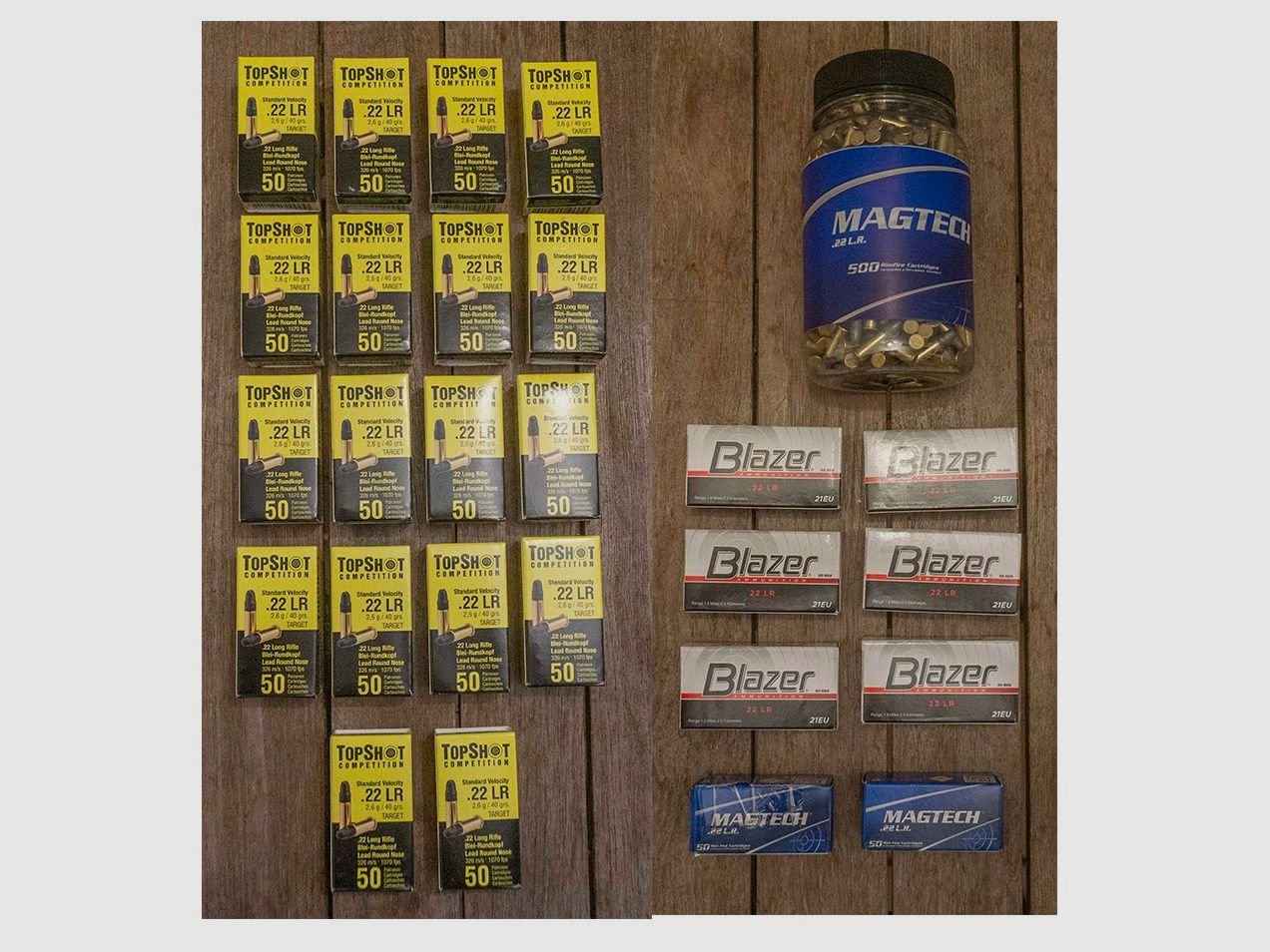 .22LR Munition Konvolut - Drei Hersteller TopShot, Magtech, CSI Blazer