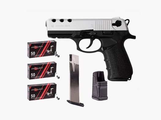 Zoraki	 Zoraki 4918 Matt Chrom 9 mm P.A.K. Platzpatronen-Set