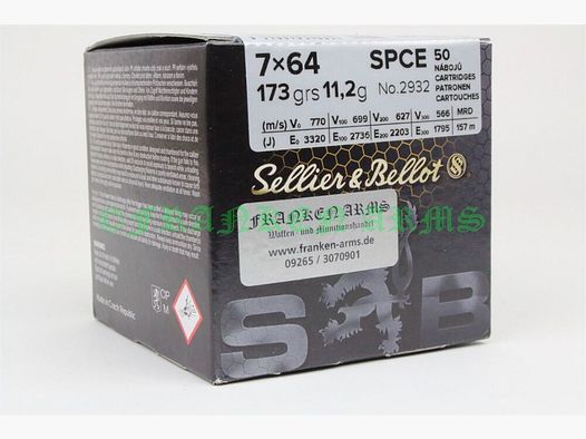 Sellier&Bellot 7x64 SPCE 173gr. 11,2g 50 pièces prix dégressifs