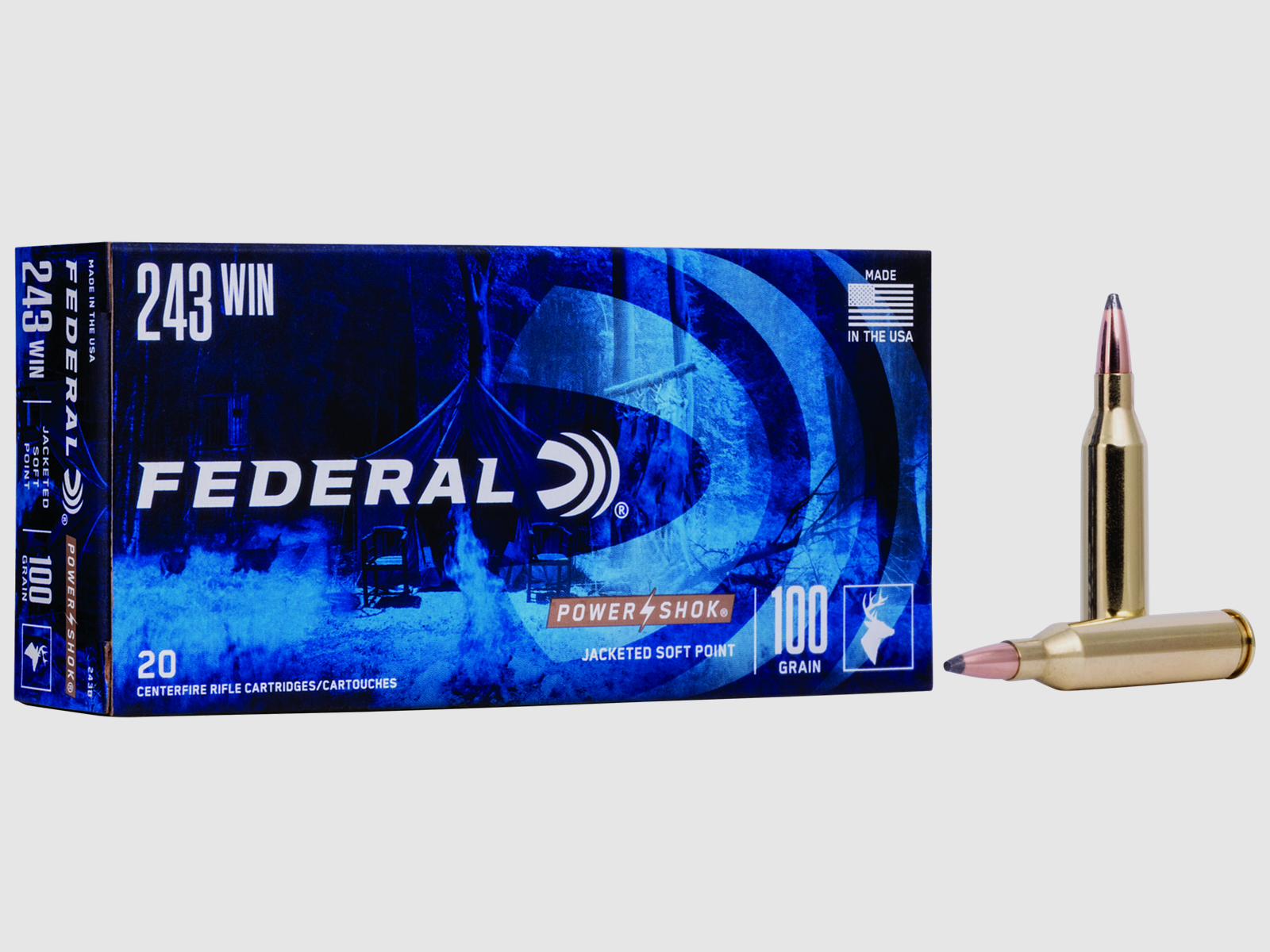 Federal Rifle Ammunition .243 Win. 6.5g Spitzer Soft Point Power Shok